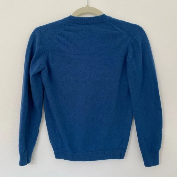 Vintage 50s Cashmere Ballantyne of Peebles Scotland Royal Blue V Neck Sweater - Picture 3 of 10